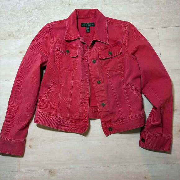 Lauren Jeans Co. Ralph Lauren Women's Red Denim Jacket Size Medium - Picture 1 of 5